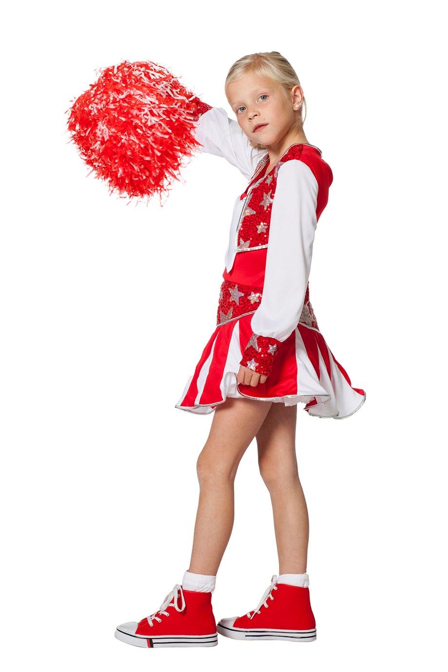 3182_2 Kostüm Cheerleader Luxus rot Kind