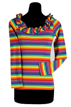 Gestreiftes Shirt mit Rüschen Regenbogen