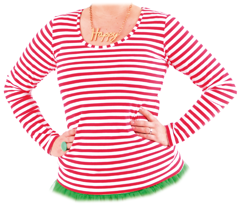 Ringel-RW-lang Ringelshirt Lady langer Arm rot/weiß