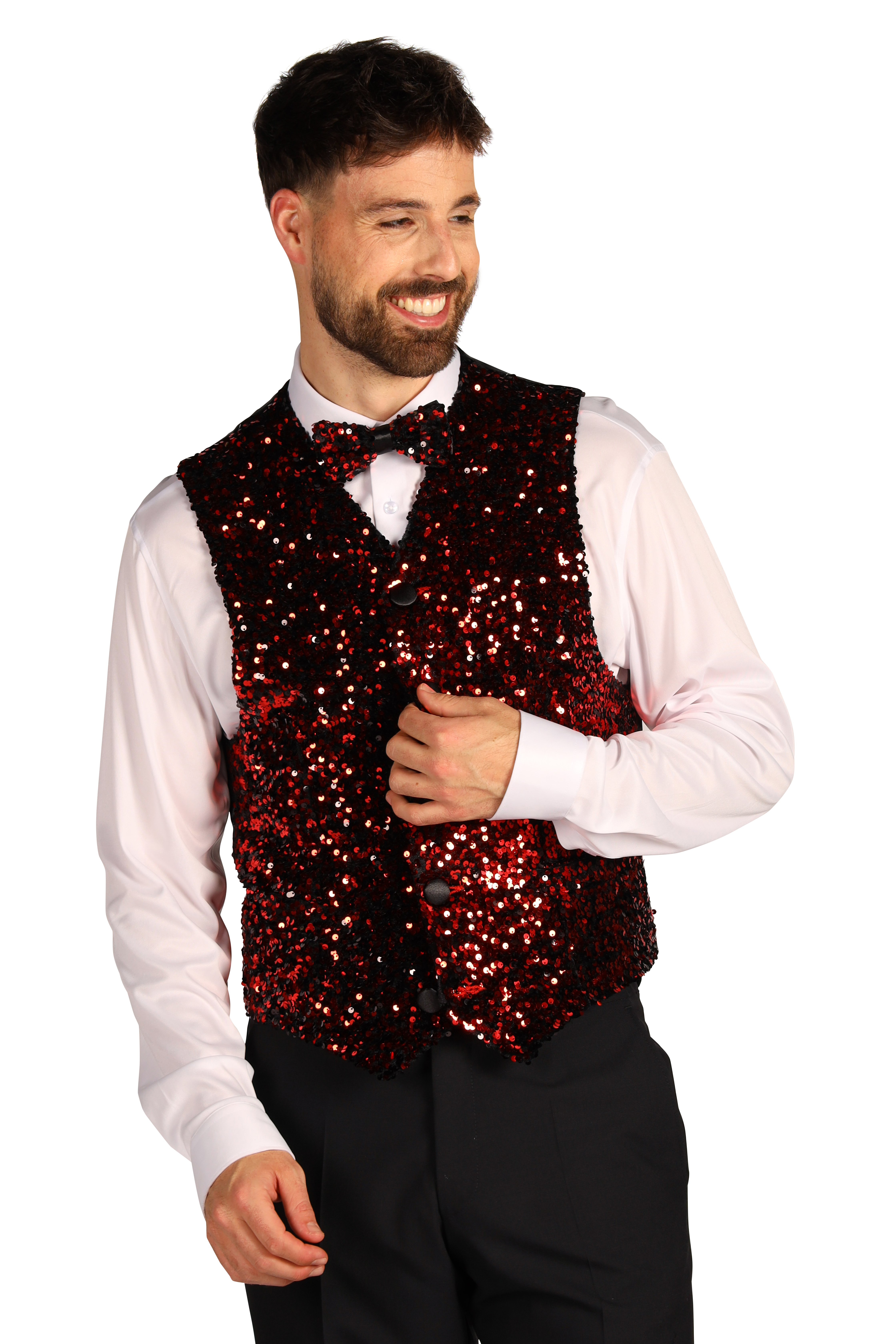 Herren Paillettenweste rot