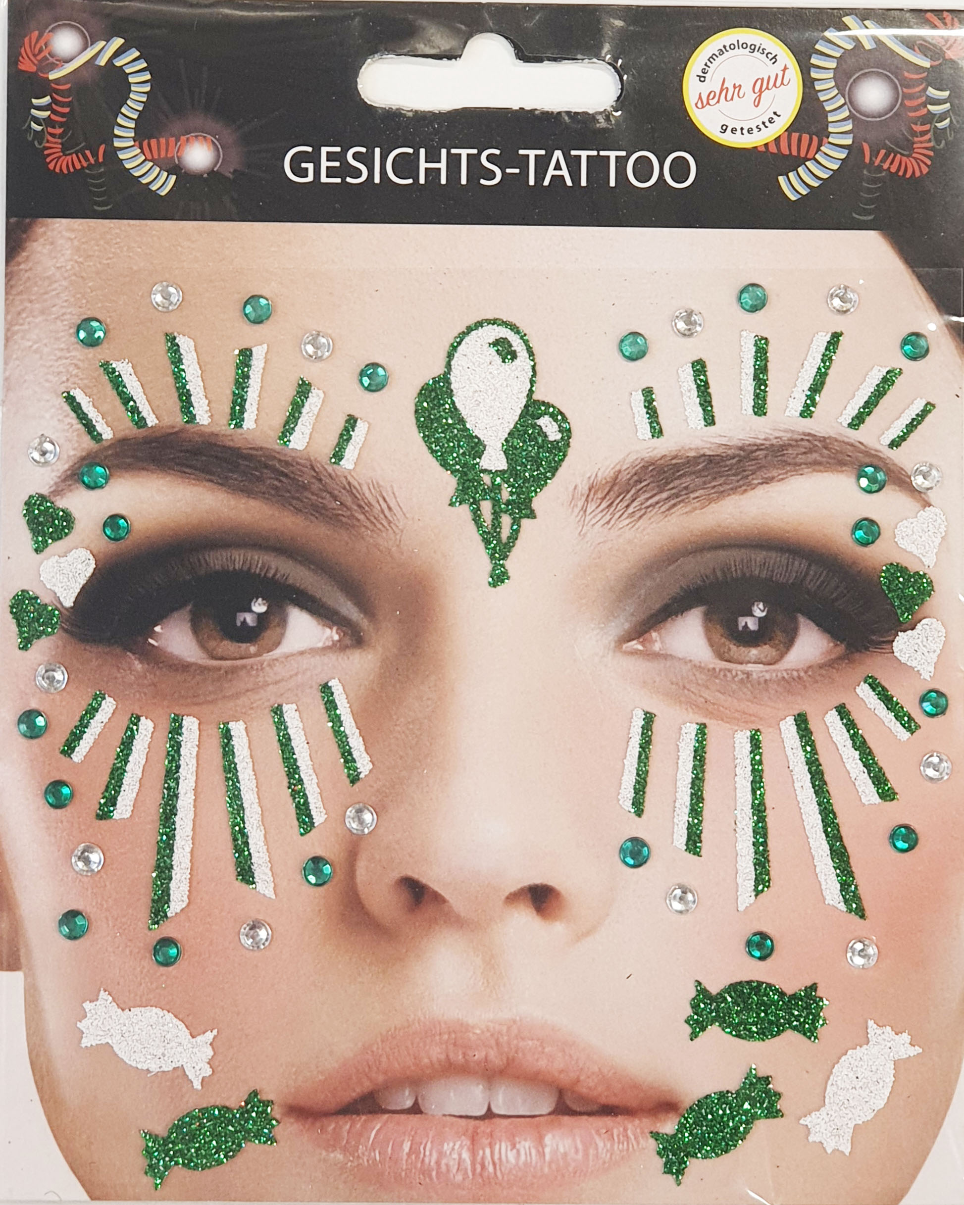 Gesichtstattoo Party grün