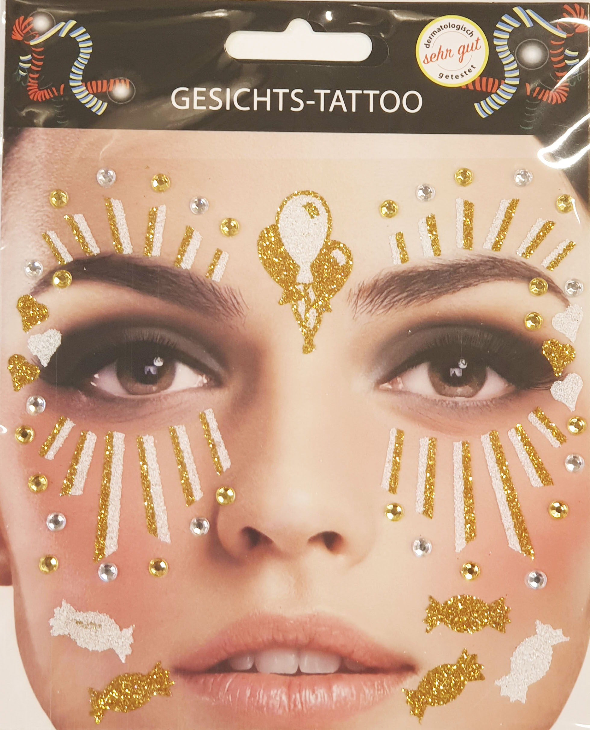 Gesichtstattoo Party gold